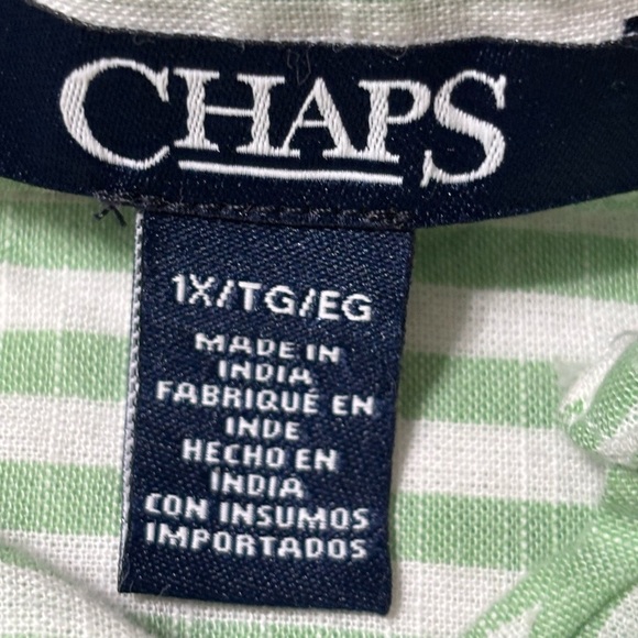 Chaps Green Striped Blouse - Picture 4 of 6